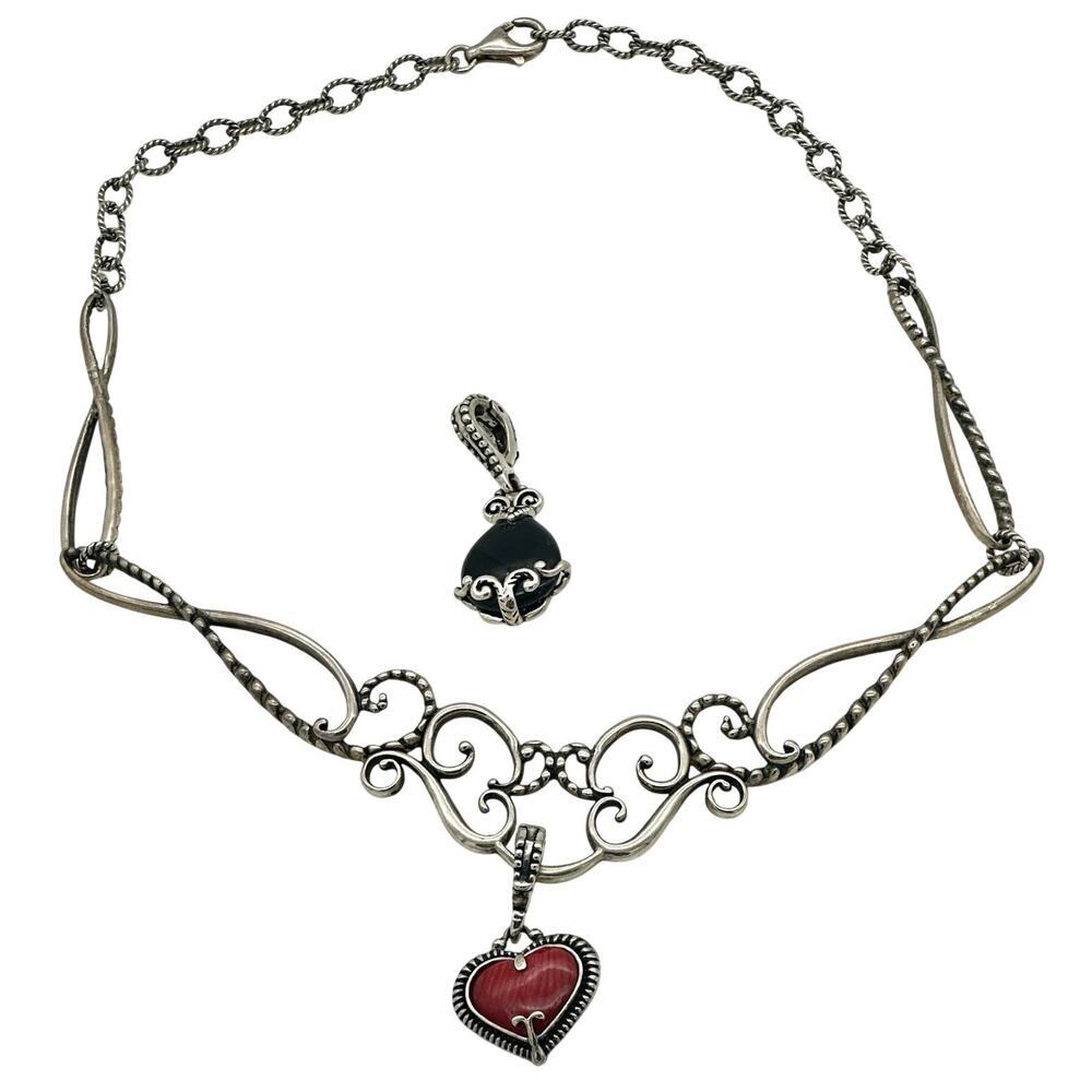 Carolyn Pollack Sincerely Fabulous Necklace and Enhance 925 & 2 Pendants Set